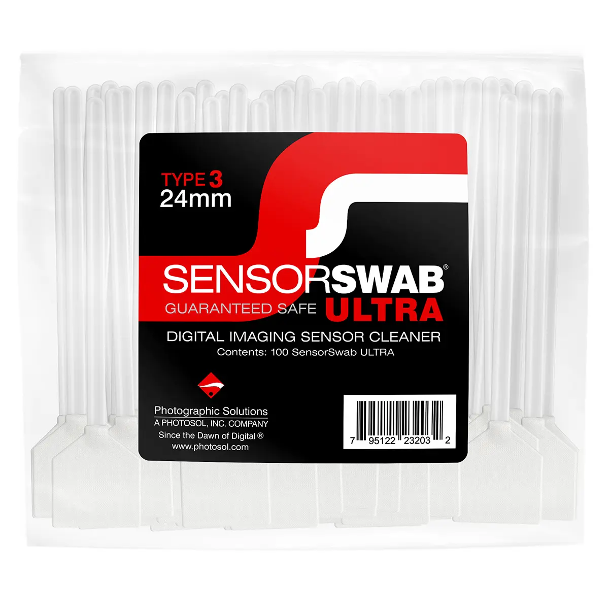 Photographic Solutions ULTRA Swab Digital Camera Cleaning Tool (Type 3) for FX, Full-Frame Camera Sensors, Bag of 100
