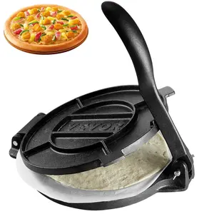 【Summervibes】VEVOR Tortilla Press, 10 Inch Tortilla and Roti Maker, Cast Iron Heavy Duty Tortilladora Press, Pre-Seasoned Pataconera Maker with 100 Pcs Parchment Paper, Dough Maker for Flour Tortilla, Tawa, Silver Kitchen Round