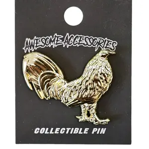Golden Gallo Rooster Metal Hat Pin Fashion Accessory Clothes Accessory Hat Accessory Soft Enamel Durable Long Lasting Collectible Pin