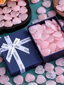 10/20/30PCS Rose Quartz Heart Natural Crystal Gift Set Polished Stones Healing Reiki Gemstone Valentine Gift For Women