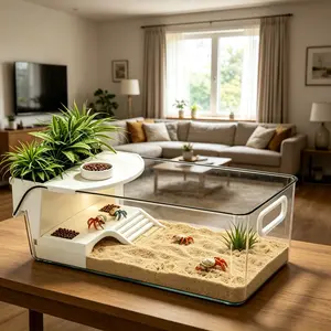 Plastic Eco Habitat Tank for Hermit Crabs & Small Reptiles with Decor