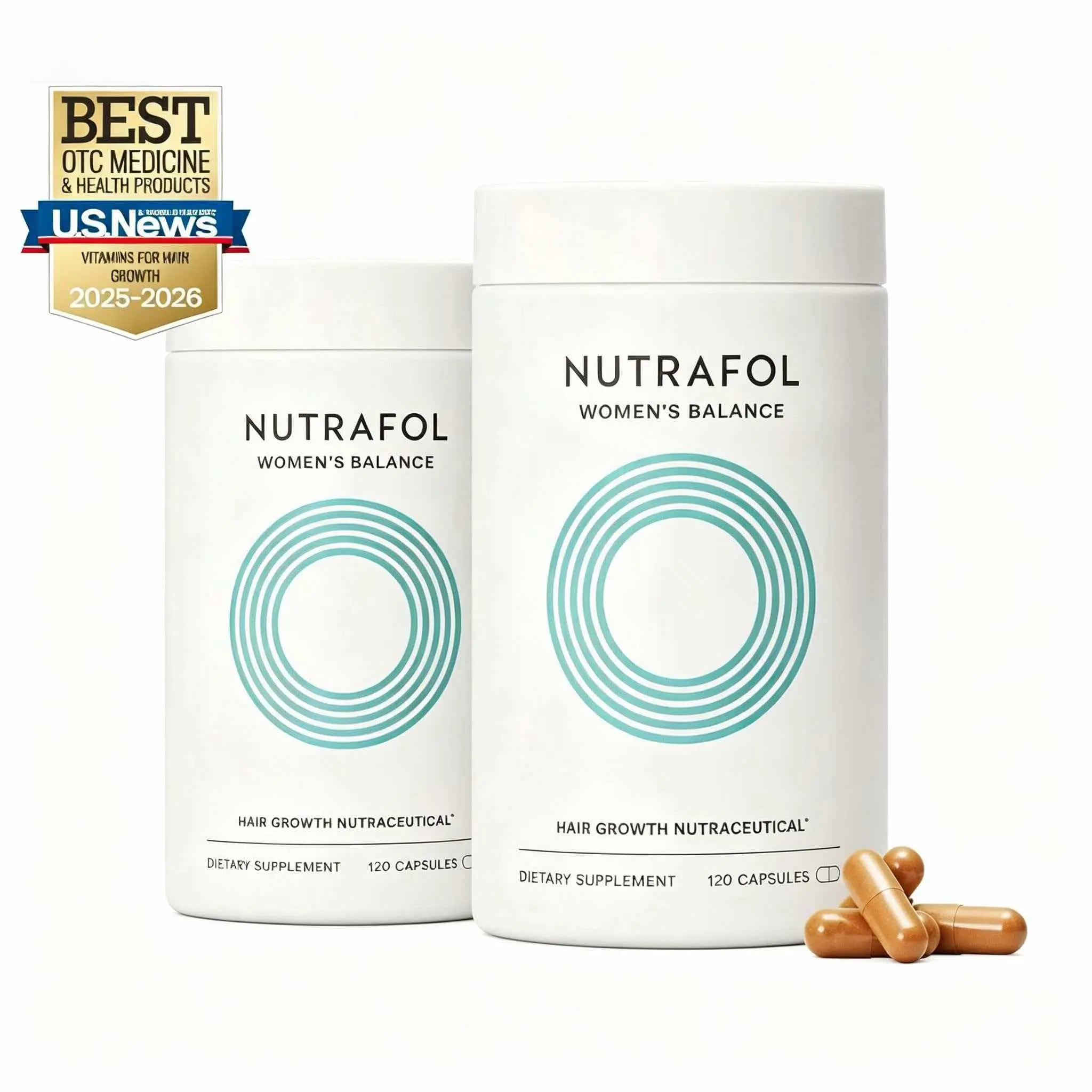 (2 Pack) Nutrafol Women's Balance Ages 45 and Up Hair Growth Supplements, Clinically Tested for Thicker Hair and Fuller Scalp Coverage, Dermatologist Recommended - 1 Month Supply