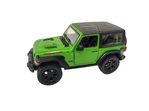 KINSMART 1:34 Scale 2018 Jeep Wrangler Hard Top Green Die-Cast Metal & Plastic Collectible Model Car with Openable Doors Pull Back and Go Action