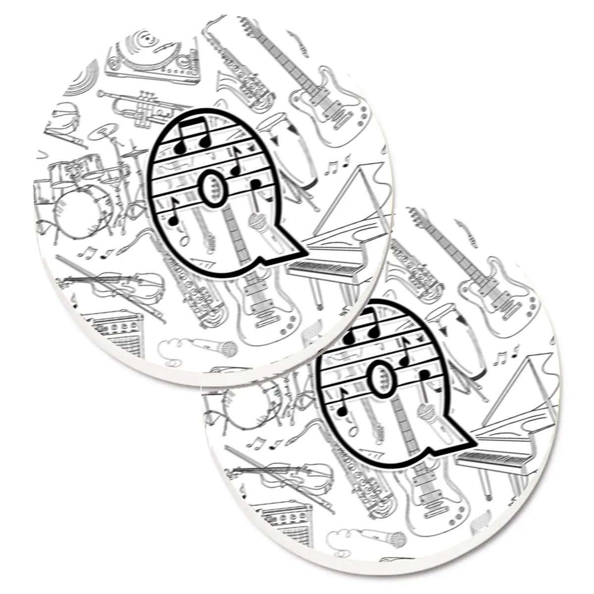 Letter Q Musical Note Letters Set of 2 Cup Holder Car Coaster