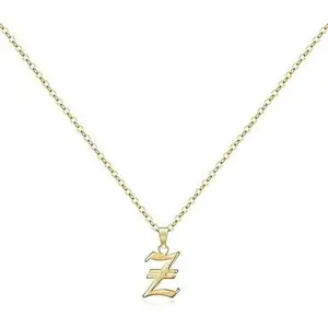 18K Gold Plated Initial Necklace Old English Letter Pendant Jewelry Gift for Women Teen Girls