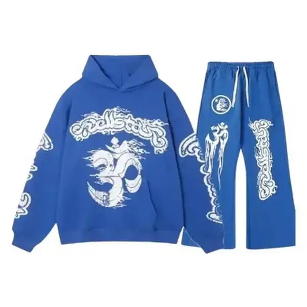 Hellstar Racer Tracksuit Vintage Blue Flame Graphic Hoodie Sweatpants Set Oversized Streetwear Jogger SetHellstar Racer Tracksuit Vintage Blue Flame Graphic Hoodie Sweatpants Set Oversized Streetwear Jogger Set