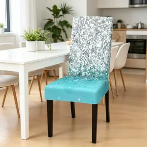 JIT 2/4/6pcs Trendy Print Elastic Chair Covers, Blue Silver Color, Home Decor, Living Room Dining Hotel, All Seasons Furniture Protection