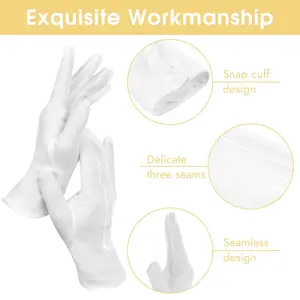 2 Pairs White Gloves Men, Marching Band Gloves with Snap Cuff, for Art The Clown Magician Costume Halloween