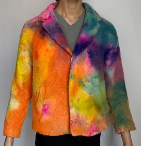 XS-M Dark Sunset Fuzzy Rainbow Jacket