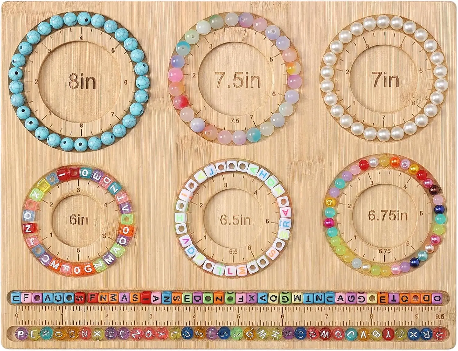 Bamboo Beading Board for Jewelry Bracelet Making DIY Bracelet Bead Board with Ruler 8in 7.5in 7in 6in 6.5in 6.75in Options