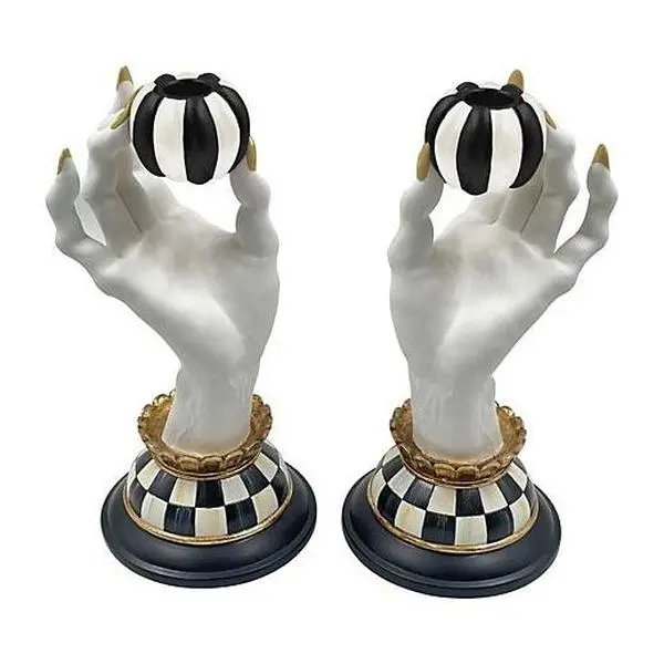MacKenzie- Childs Set of 2 Haunted Hands Candle Holders