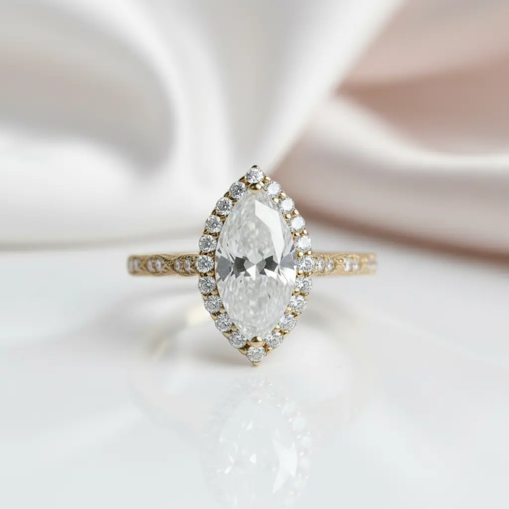 3.49 CT Marquise-Cut Diamond Option Engagement Ring