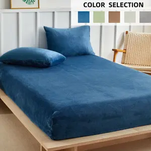 King Queen Size Bed Sheet Set, Soft Skin-Friendly Fabric, Deep Pocket Design, No Print, Thick Flannel Material, Christmas gift, Soft Bedding Sheet