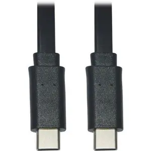 Tripp Lite USB-C Flat M-M Cable - USB 2.0, Thunderbolt 3 Compatible, Black, 3 ft - for Tablets, Smartphones, Cellphones & Electronic Devices