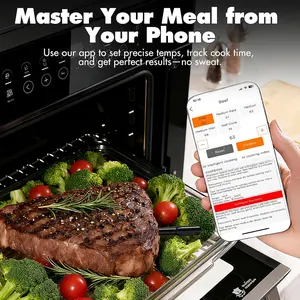 AI Meat Thermometer Wireless, 500ft Long Range Smart Digital Bluetooth BBQ Thermometer for Grilling, Smoker, Oven, Kitchen Cooking (Dual Probe)