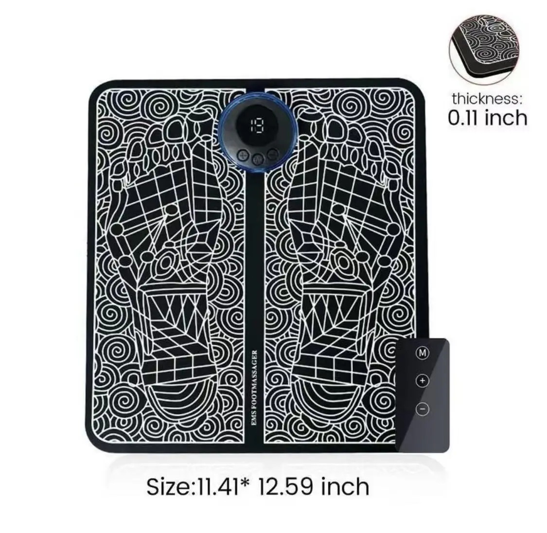 EMS Foot Massager Mat with LCD Controller, Electric Muscle Stimulation Foot Pad for Relaxation, Rechargeable Portable Foot Massage Mat for Home & Office