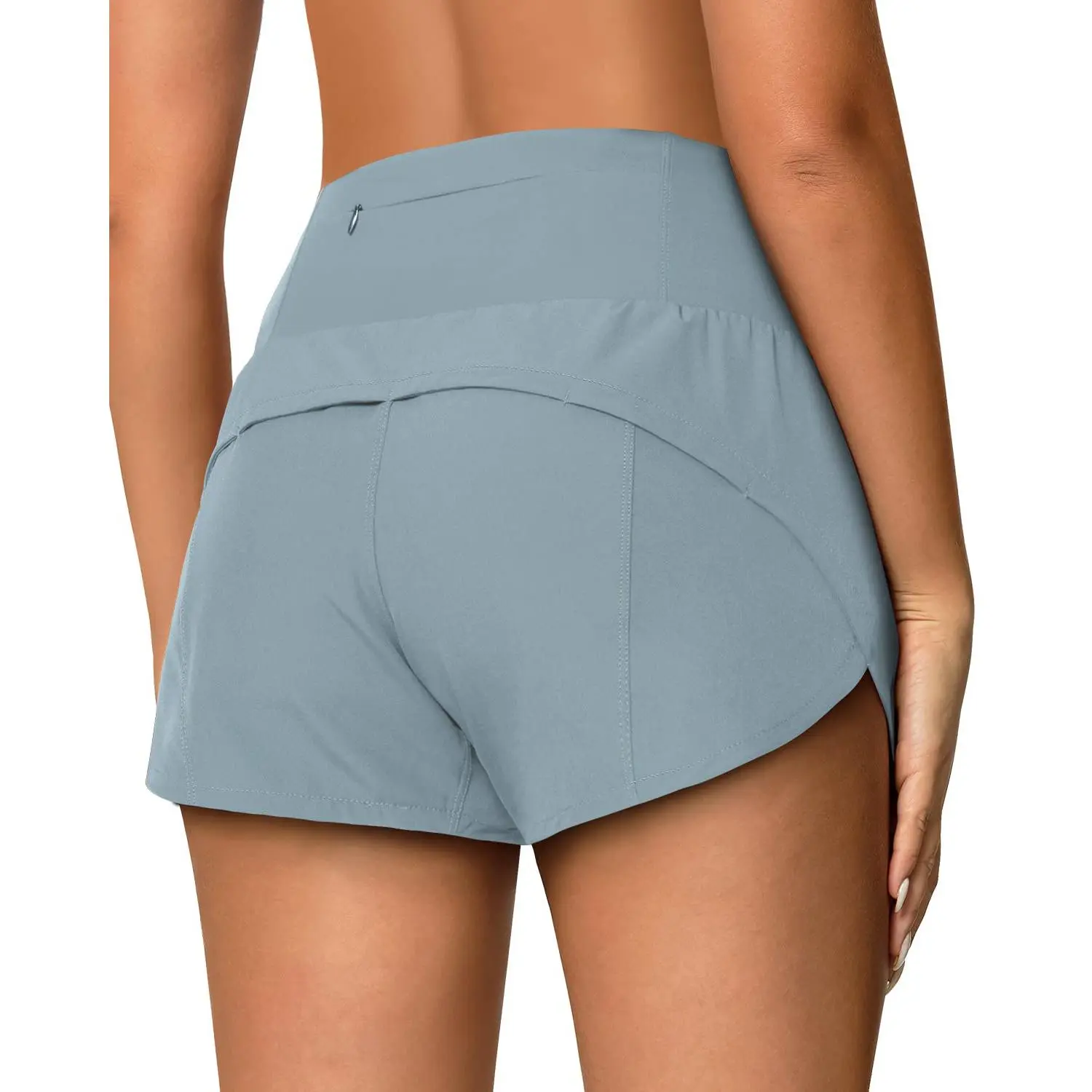 QUEENIEKE Athletic Shorts for Women High Waisted Workout Shorts Womens Quick Dry with Mesh Liner Zipper Pockets  split shorts running