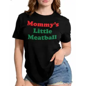 Mommy's Little Meatball Graphic T-Shirt - Soft 100% Cotton Tee for Family Fun