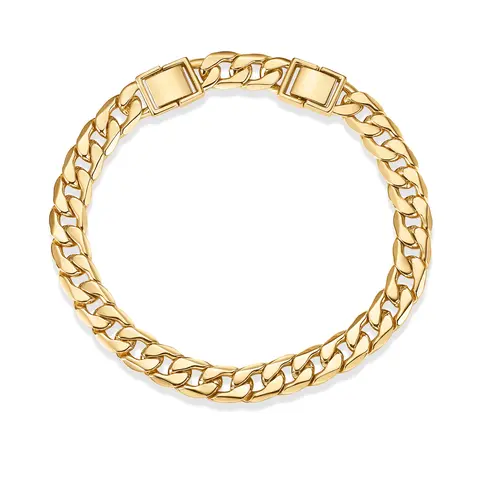 PAVOI 14K Gold Plated Chunky Curb Chain Anklet for Women - Lightweight Flat Curb Link Chain Anklets - Trendy Summer Gold Jewelry