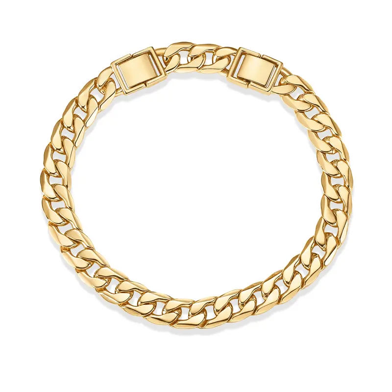 PAVOI 14K Gold Plated Chunky Curb Chain Anklet for Women - Lightweight Flat Curb Link Chain Anklets - Trendy Summer Gold Jewelry
