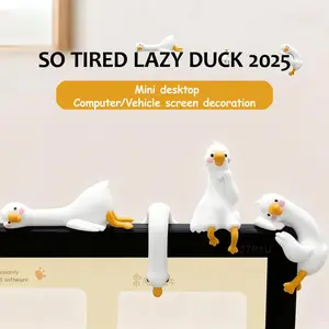 So Tired Lazy Duck Mini Desk Accessories 2025 New Desk Ornaments Work Partner 3pcs/set Perfect Desktop Decorations for Computer Screens, Office, and Home Decor Black Friday Christmas Gifts Cute duck