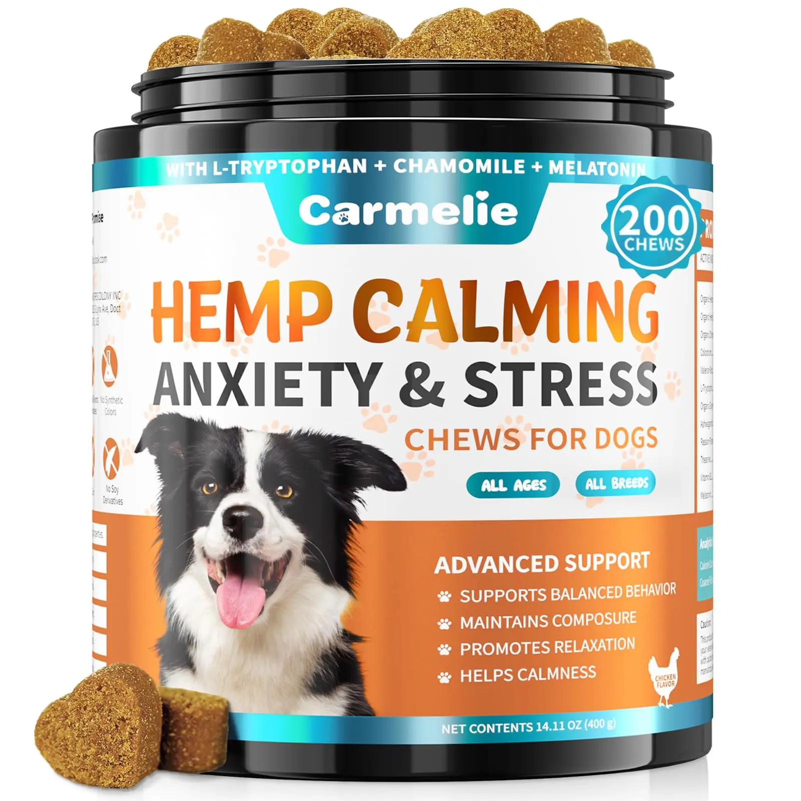 #SummerWins #DealsForYouDays Carmelie Advanced Calming Chews for Dogs – Dog Composure & Relaxation Treats, Soft Chews with Valerian Root & Chamomile, Tasty Chicken Flavor Pet Supplies Natural