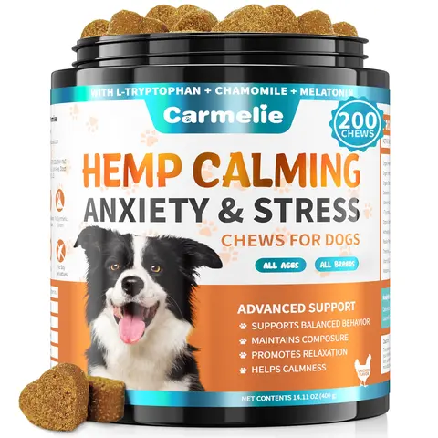 #backtoschool #sohochic Carmelie Advanced Calming Chews for Dogs – Dog Composure & Relaxation Treats, Soft Chews with Valerian Root & Chamomile, Tasty Chicken Flavor Pet Supplies Natural
