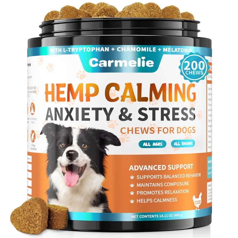 #backtoschool #sohochic Carmelie Advanced Calming Chews for Dogs – Dog Composure & Relaxation Treats, Soft Chews with Valerian Root & Chamomile, Tasty Chicken Flavor Pet Supplies Natural