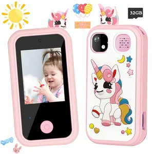 Kids' Toy Phone with 2.4 Inch HD Screen, Inbuilt Educational Games, 32GB Card Compatible & Audio Player, Perfect for Family Gatherings, Ideal Holiday Gift for 3-12 Year Olds