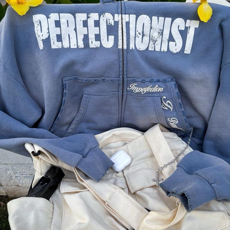 Powdered Blue Zip-Up Hoodie