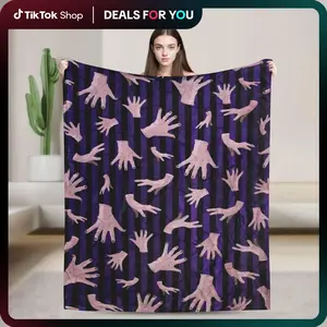 Addams Inspired Thing Hand Throw Blanket Lightweight Warm Super Soft Plush Air-Conditioned Gothic Series Throw Blankets for Bedroom Living Rooms Couch Sofa Dorm Office Car Travel Home