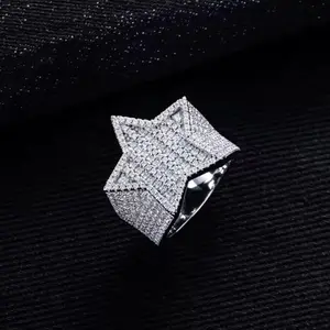 Moissanite Star Ring Iced Out Baguette