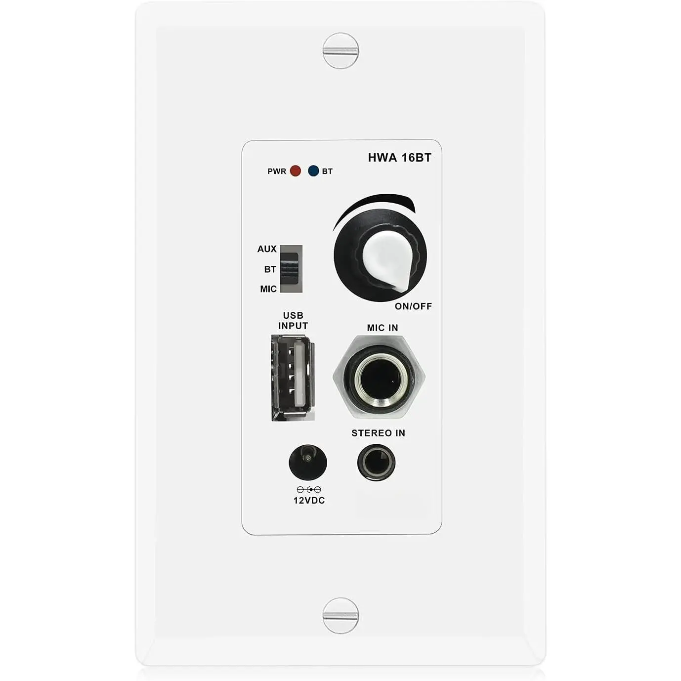 in Wall Audio Control Amplifier Receiver 2  Wall Plate with USB Microphone Aux (3.5mm) Input 100Watt Max Module for Sound Systems  Theater Integration Compatible with