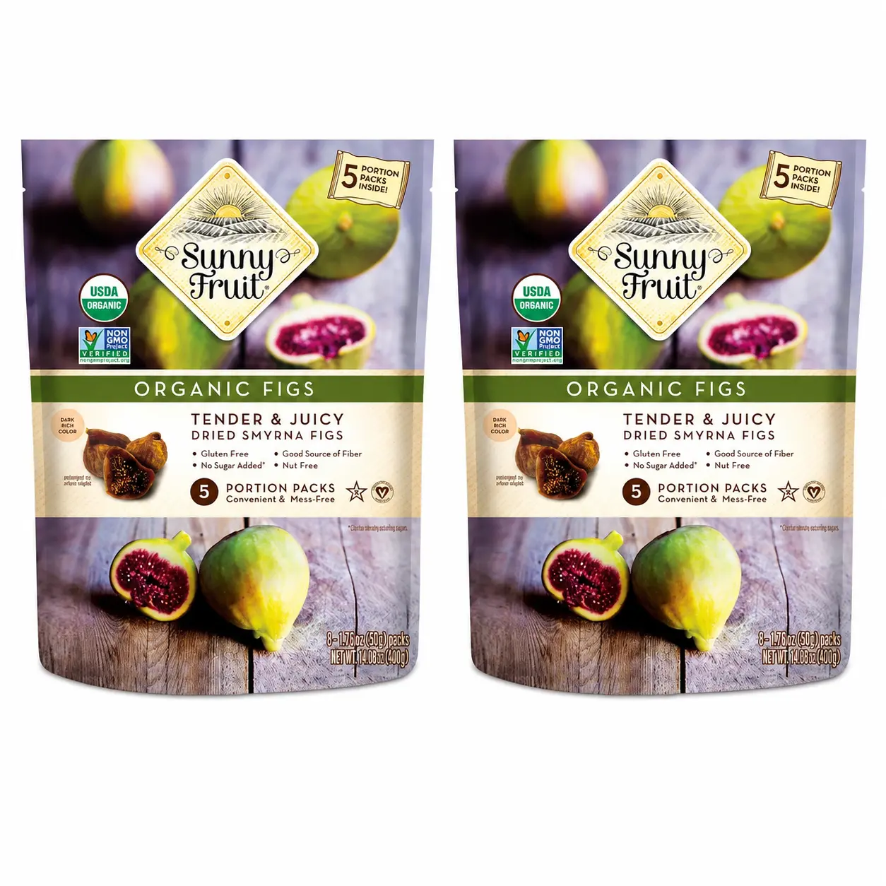 Turkish Natural Dry Figs, Sunny Fruit Snack, 5 Portion Packs per Bag, 1.76oz, Sweet High-Fiber Dried Snack