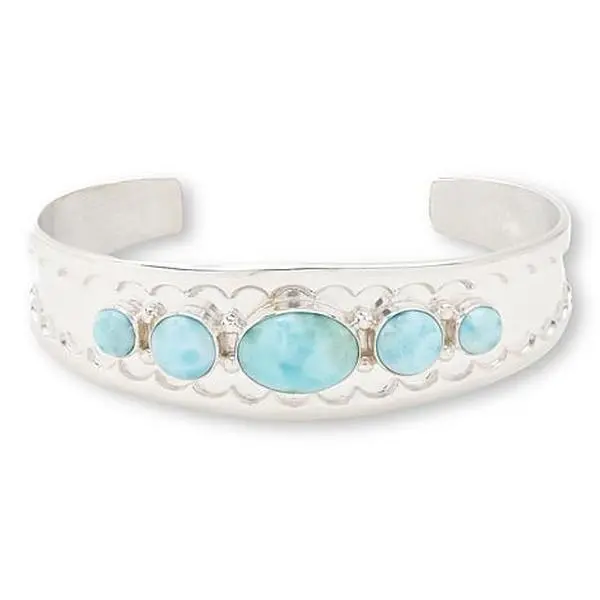 Mine Finds by Jay King Gallery Collection Larimar Sterling Silver 5-Stone Cuff
