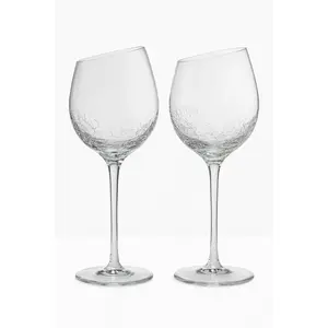Pier 1 Angled Rim Crackle Red Wine Glasses | Set of 2 | Excellent Condition