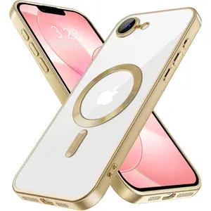 Luxury Plating Magnetic Clear for iPhone 7 8 SE2 SE3 7Plus 8Plus Protective Case with Camera Lens Protector [Compatible with MagSafe]
