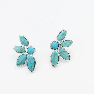Half Turquoise Flower Silver