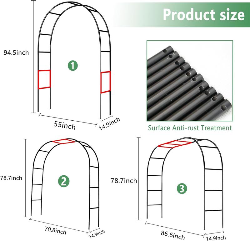 7.9 Ft Height x 4.6 Ft Width Metal Pergola Arbor - Freestanding Garden Arch for Climbing Plants, Wedding, Bridal Party Decorations - Easy Assembly, 2 Adjustable Sizes, Wide Arbor for Versatile Use outdoor garden yard christmas