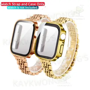 KAYKWONG'S 2 in 1 Set, include 1 Stainless Steel Watch Strap (Slim) & 1 Watch Case Protector, Compatible with Apple Watch Band 49mm-38mm,, Fits for Iwatch Series 11/10/9/8/7/6/5/4/3/2/1/se, Fashionable Unisex Design，Anti-Stratch, Smart Watch Accessories