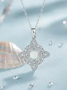 Dainty Celtic Knot Opal Necklace 💫 | Love Knot Necklace | Charm Necklace | Intricate CZ Filigree + White Opal | Perfect Gift For Her ｜Valentine's Day/Mother's Day/Birthday Gifts#TikTokMadeMeBuyIt #TrendyJewelry2026 #OpalJewelry
