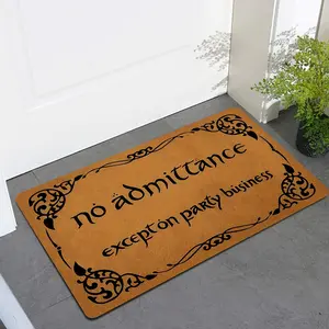 Funny Hobbit Door Mat, "No Admittance Except On Party Business" Welcome Mat for Front Door. Nerdy Lord of the Rings Inspired Decor, Non-Slip Entry  plush modern floor  Halloween Themed Kitchen Vintage Tribal Washable Area Rug Ghost and Cat