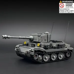 WWII Military Heavy Tiger Tank Building Blocks Set, 712Pcs Army Panzer Tank Construction Toy, World War II Combat Vehicle Bricks, DIY Military Series Collector Gift for Adults and Teens, Tank Model Kit, Desktop Display Decoration, Showpiece, History Buffs