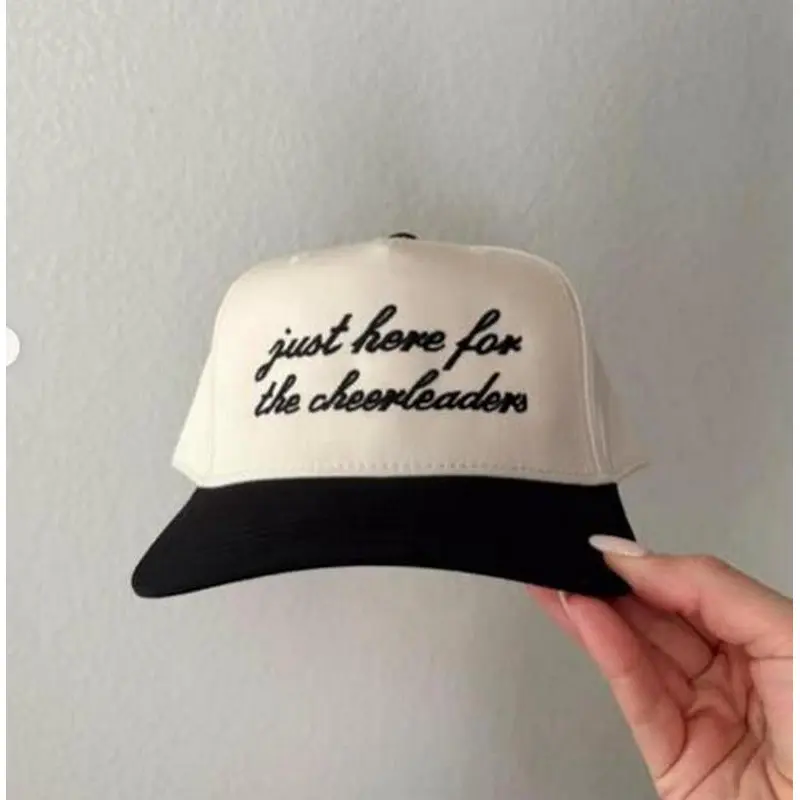 Just Here For The Cheerleaders Embroidered Trucker Hat Fashionable Gifts Snapback Cap