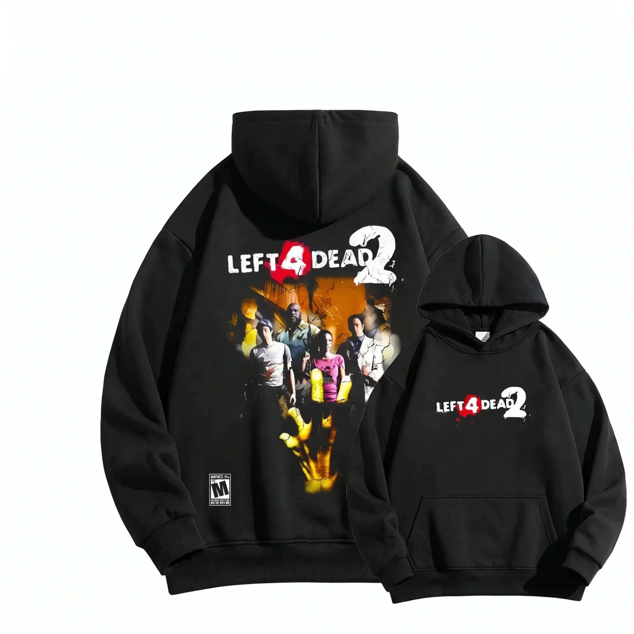 UNISEX Hot Trending Oversized Hoodie Left 4 Dead 2 Video Game Graphic Print Aesthetic Streetwear Unisex Casual Pullover Winter Thick Fleece Y2K Fashion Cool Gaming Apparel TikTok Viral Gift