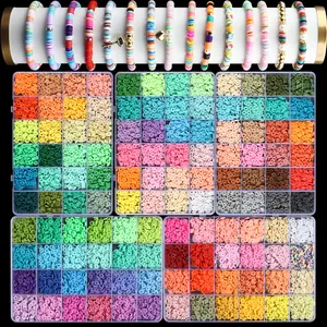 2400pcs/4800pcs Soft Clay Beads DIY Mix Beads Set, Friendship Bracelet Kit, Jewelry Making Supplies, Necklace & Handmade Accessories