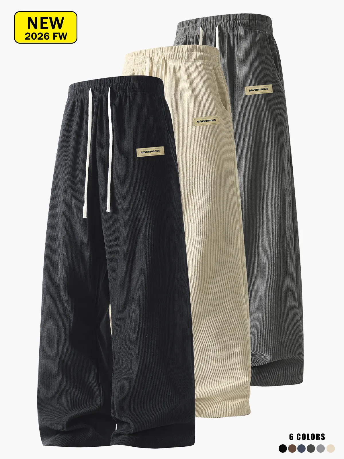 Men’s corduroy casual pants for spring and autumn, loose straight fit, breathable, skin-friendly, comfortable