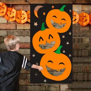 Halloween Toss Games, Pumpkin Bean Bag Party Games for Kids and Decorations with 3 Bean Bags