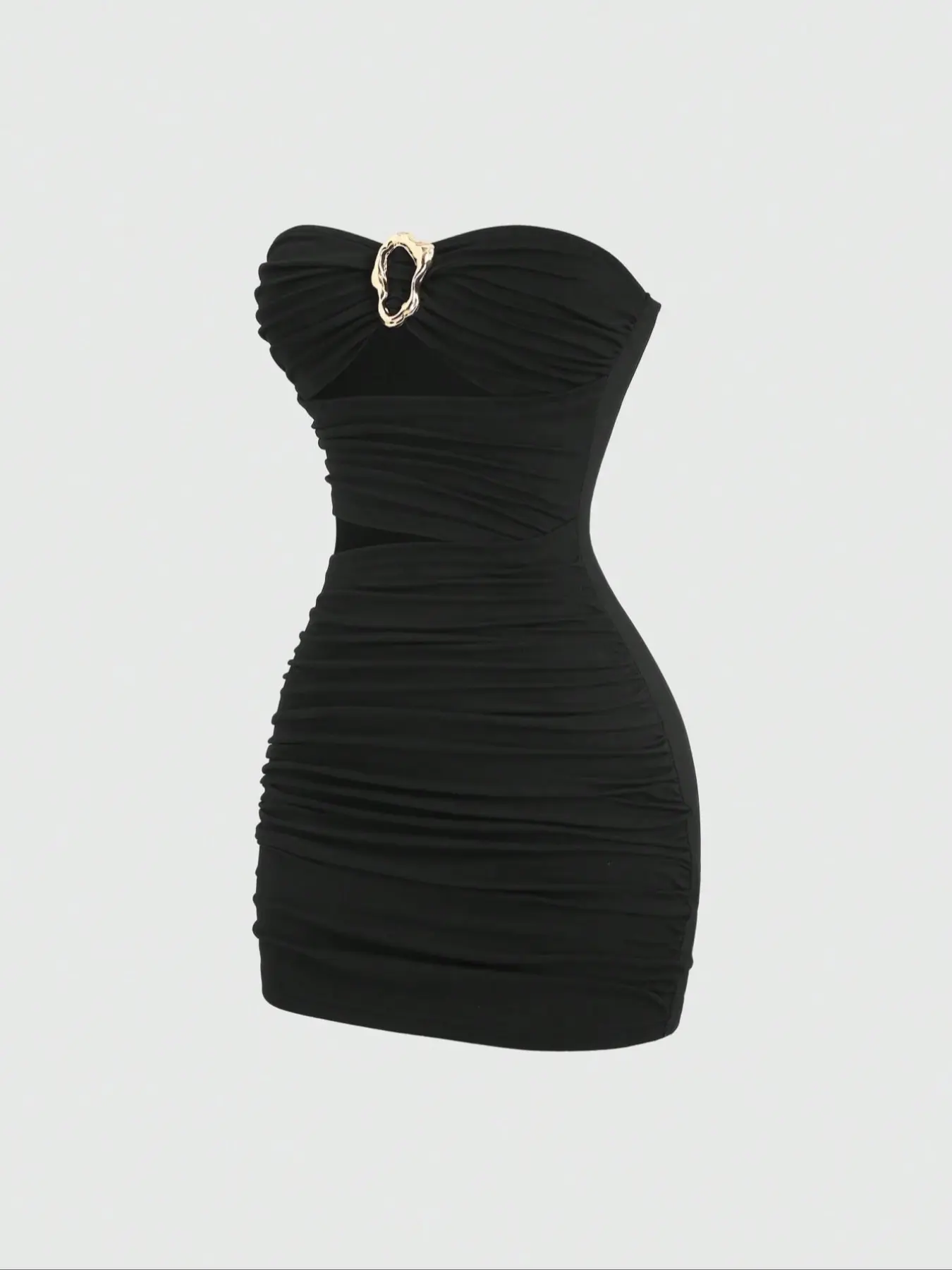 Women's New Fashion Comfortable Knitted Halter Pleated Bodycon Dress,  Womenswear, Metallic Metal Decorative Buckle, Hollow Out Design, Slimming  Waist, Party Wear, Casual Outerwear, Fit - TikTok Shop