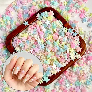 100pcs Macaron Gradient Cherry Blossom Nail Art Decorations,  Sakura Nail Charms 、 Flower Nail Decorations 、 Cherry Blossom Nail Art  3D Resin Mini Flower Nail Accessories, DIY Spring Summer Nail Jewelry， Gradient， Pastel/Macaron